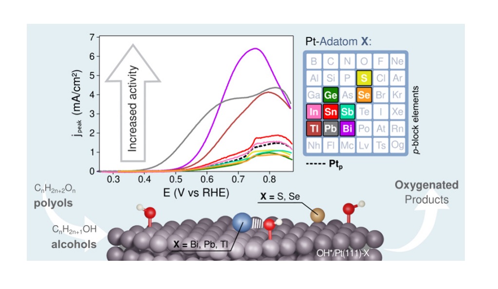 P-Block Elements Activate Pt Surfaces for the Electrooxidation of Alcohols and Polyols When Promoting the −OH formation